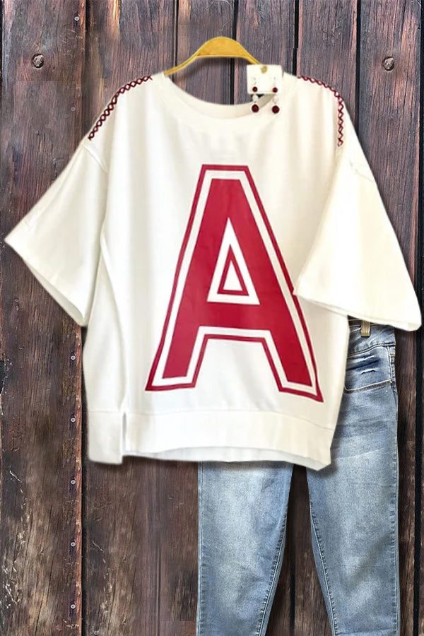 Letter A Print Game Day Sweatshirt