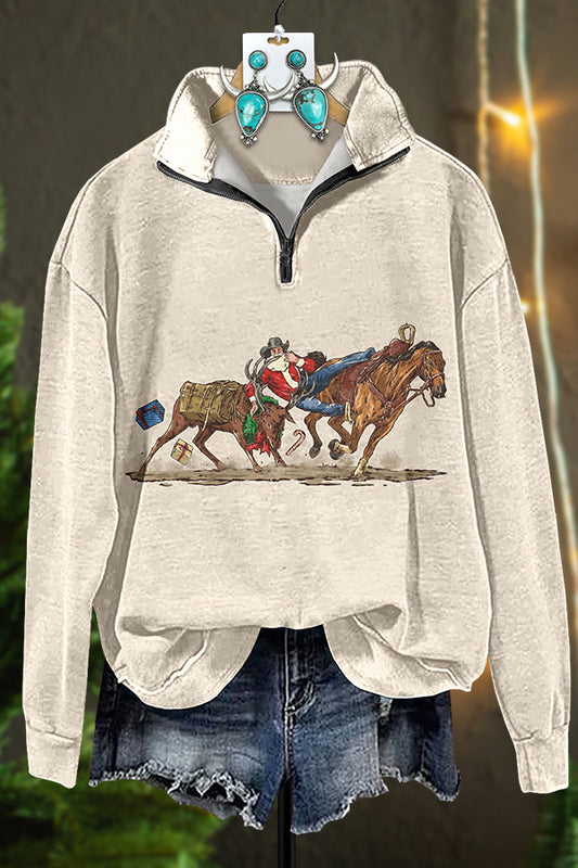 Western Christmas Cowboy Zipper Sweatshirt