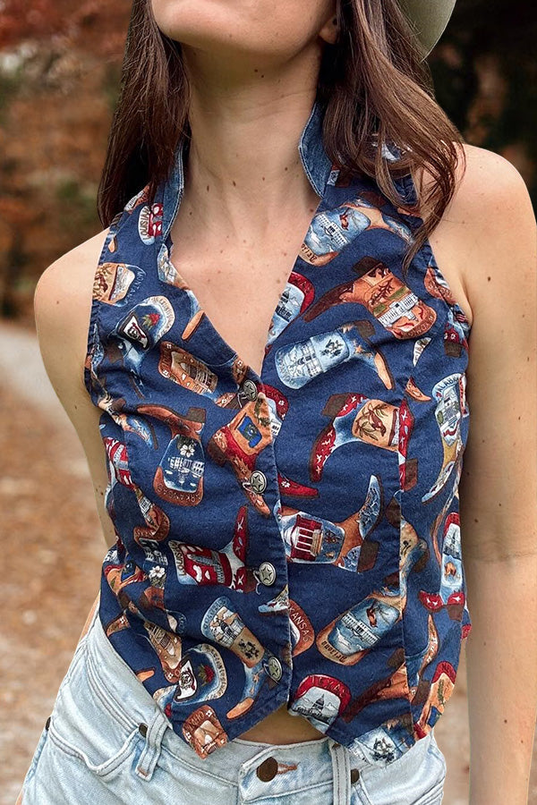 Western Graphic Print Vest