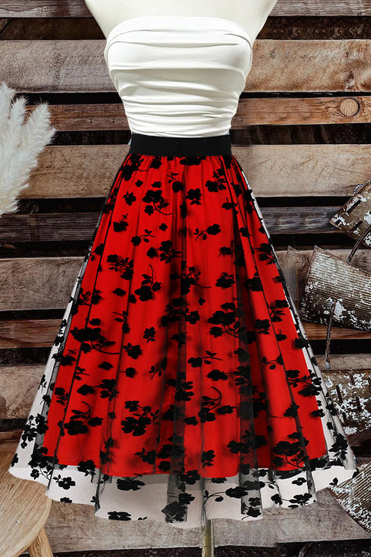 Flower Waist Long Tulle Skirt