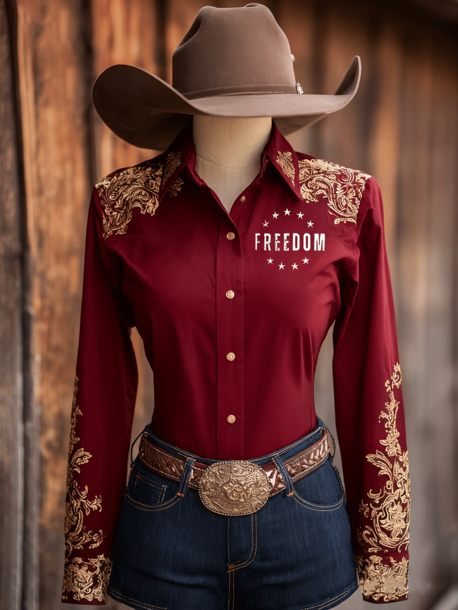 Women's Vintage FREEDOM Western Long Sleeve Shirt