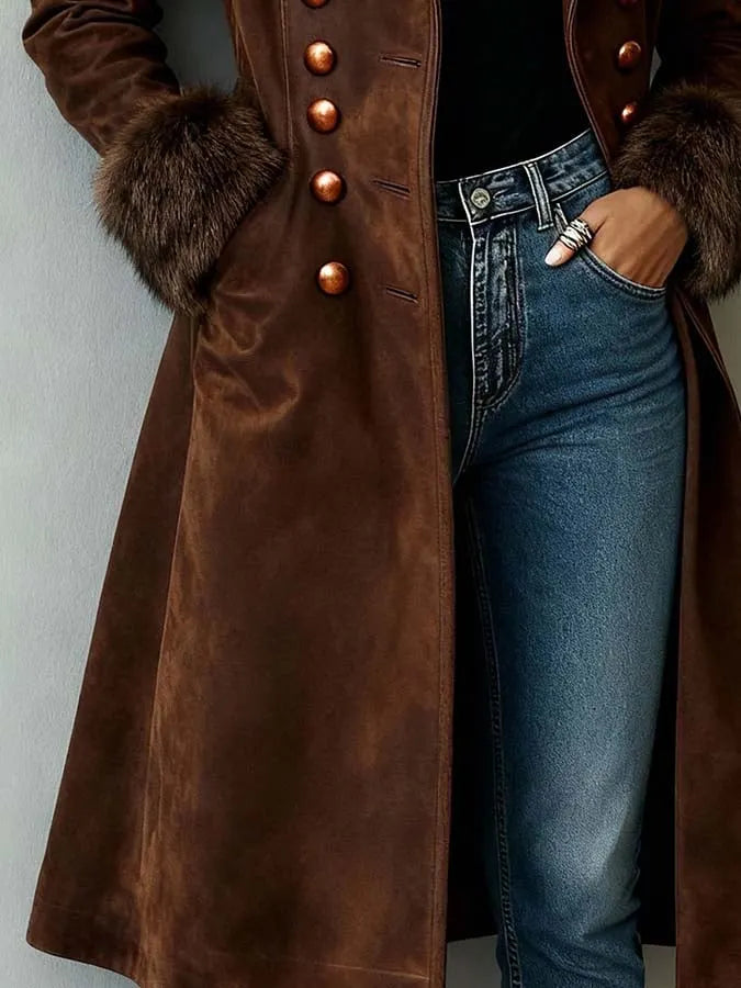 Women'S Casual Retro Fur Collar Coat