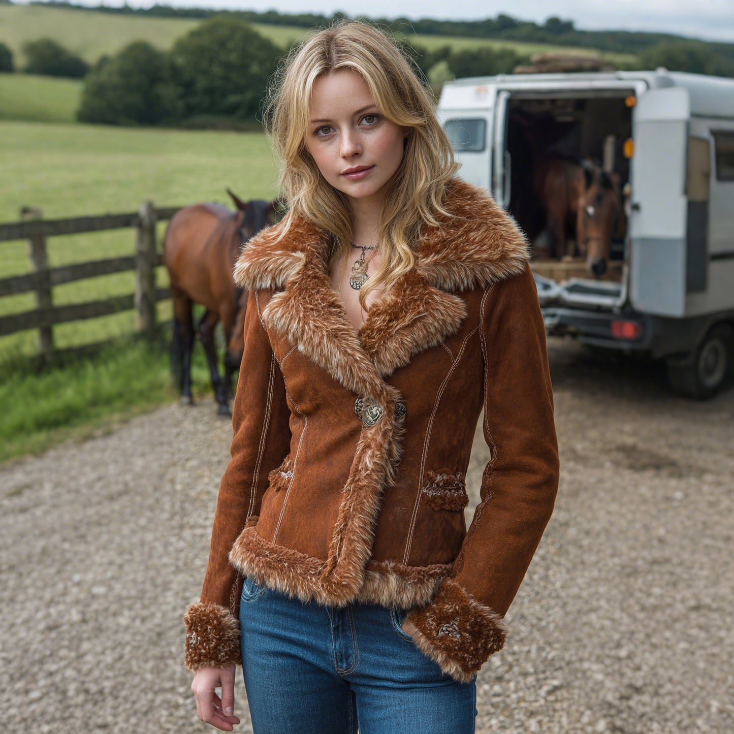 Women's Vintage Fur Collar Short Coat