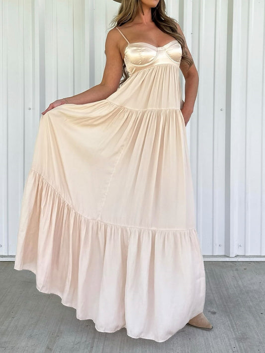 Pertty Suspenders Maxi Dress