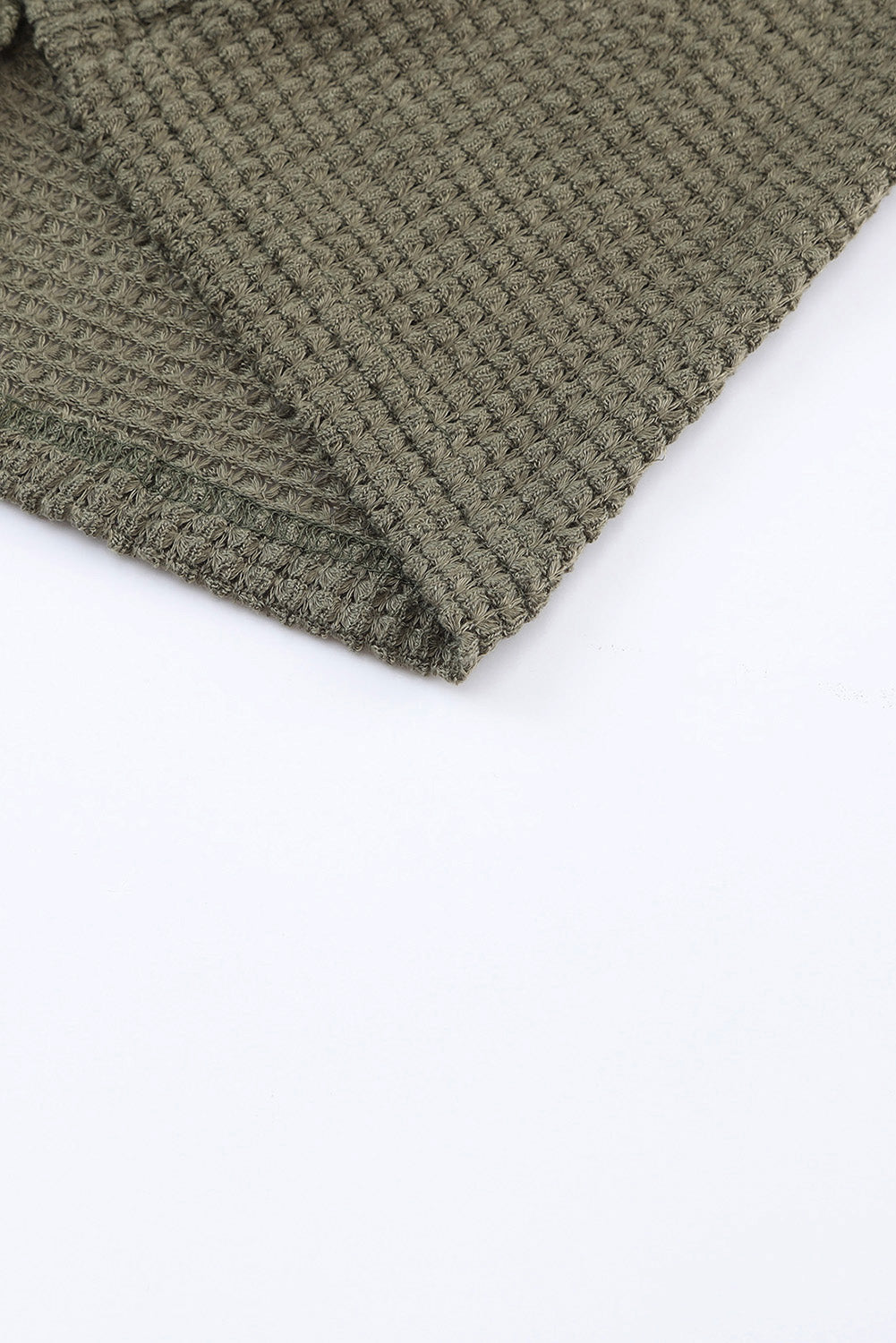 Khaki Waffle Patchwork Vintage Washed Hooded Jacket