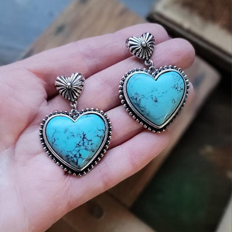 Heart Turquoise Stud Earrings