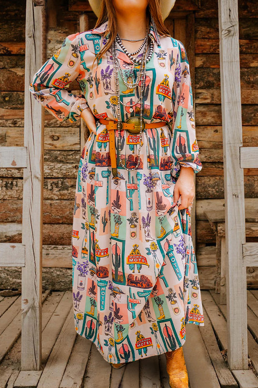 Vintage Cowgirl Printed Dress