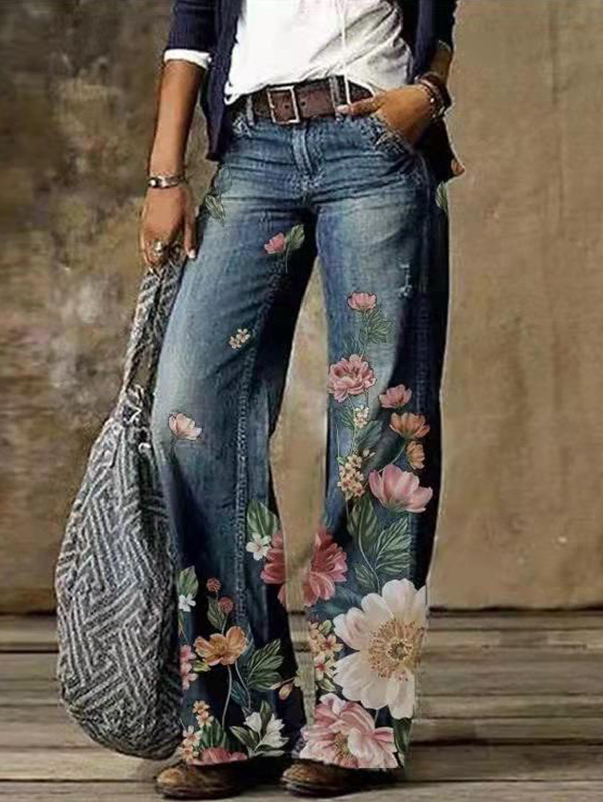 High Wasited Ombre Wide Leg Jeans