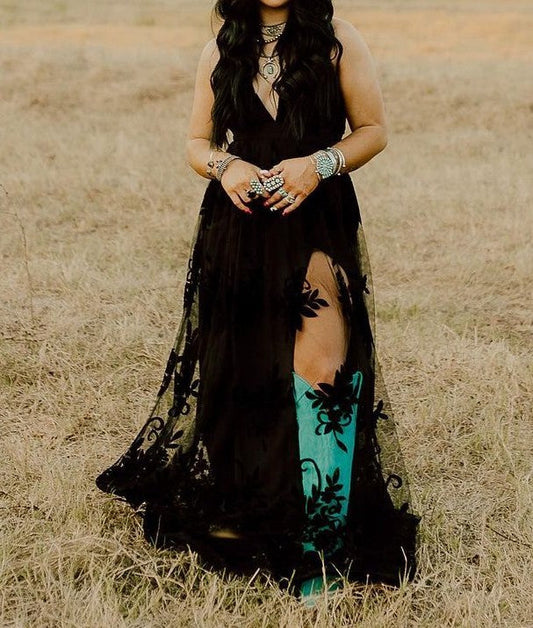 Gorgeous Deep V Neck Printed Dress