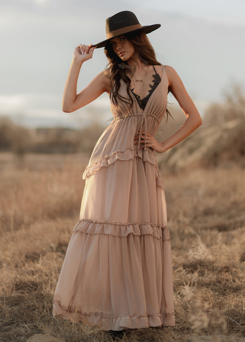 Hadleigh Dress in Warm Taupe