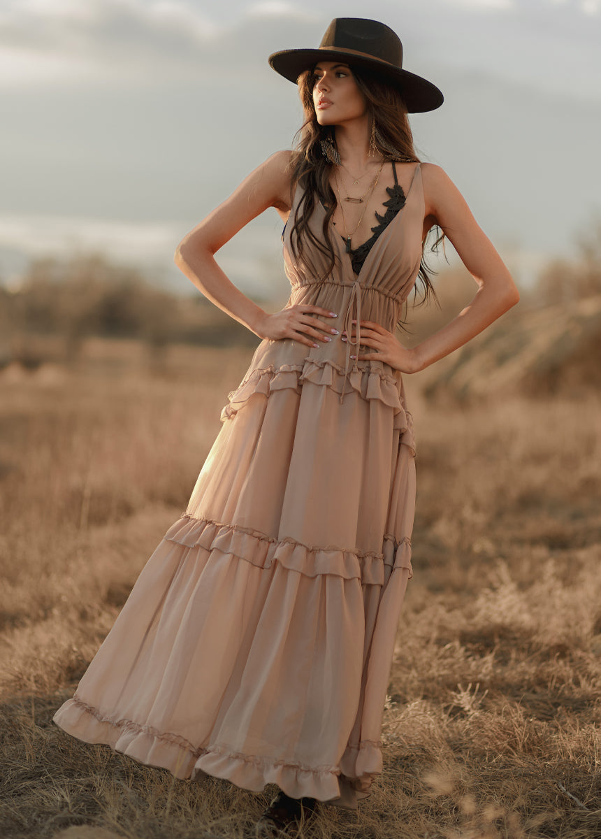 Hadleigh Dress in Warm Taupe