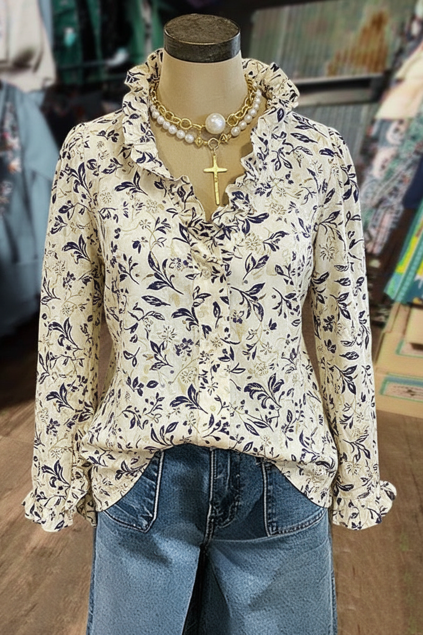 Ruffle blouse with tie cuffs - new pattern