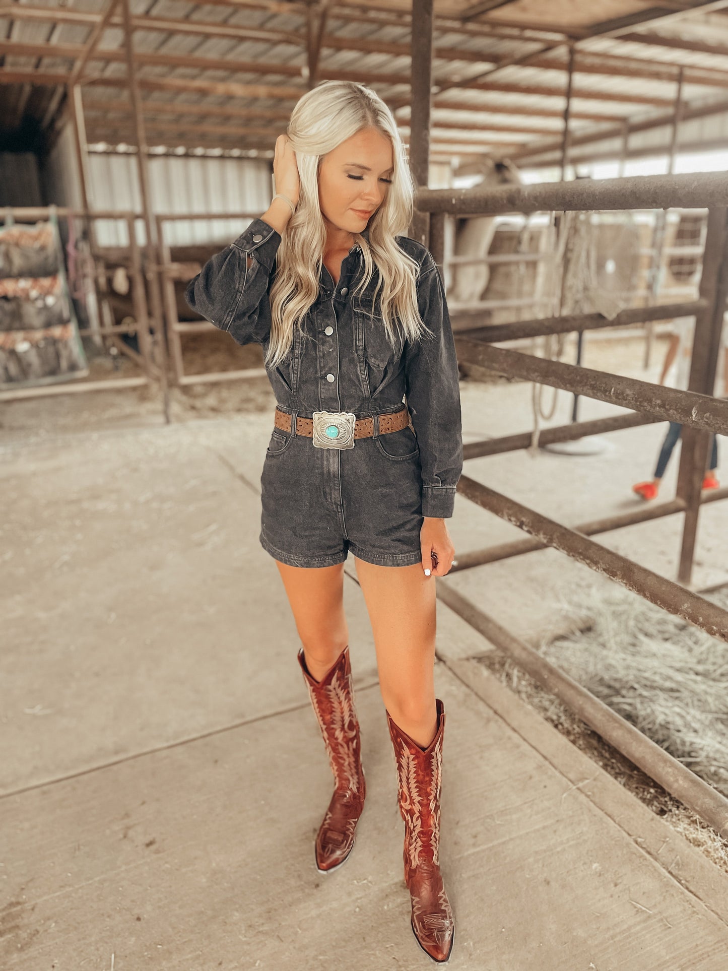 THE JOLENE DENIM ROMPER