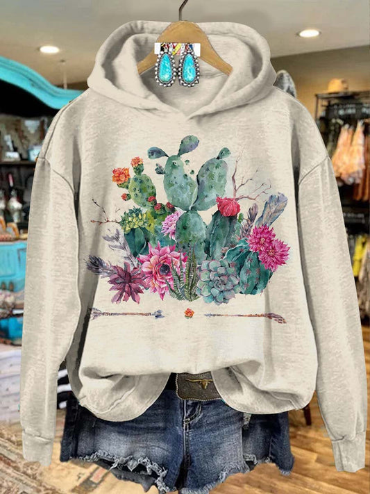 Cactus Print Casual Sweatshirt