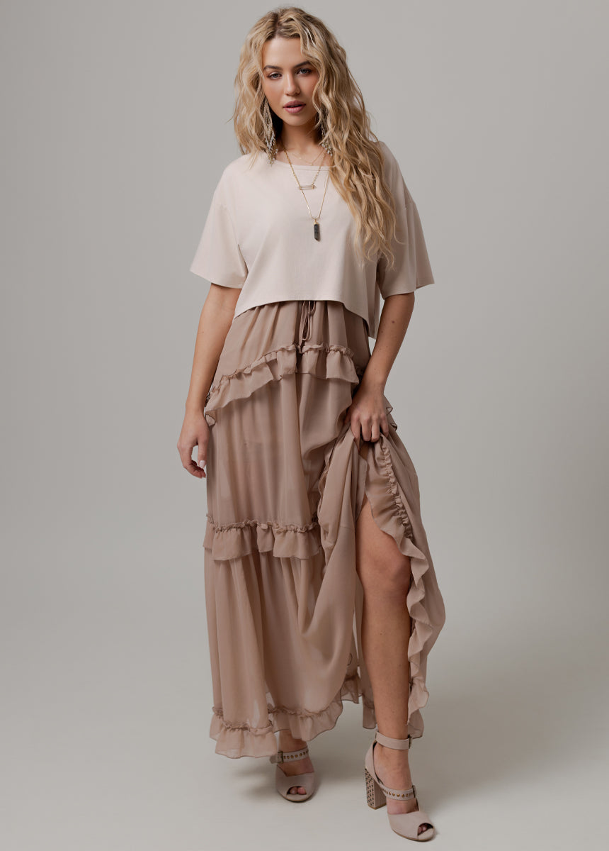Hadleigh Dress in Warm Taupe