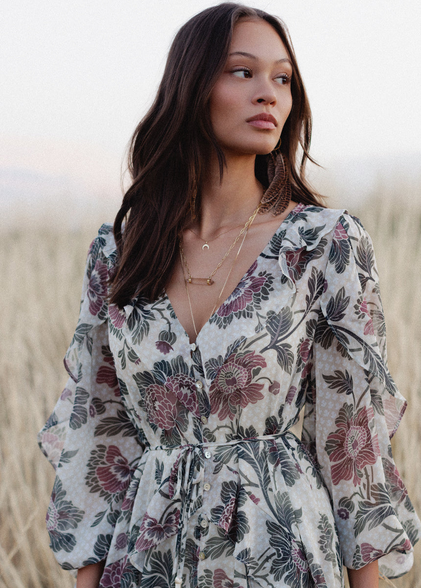 Twyla Dress in Cream Floral