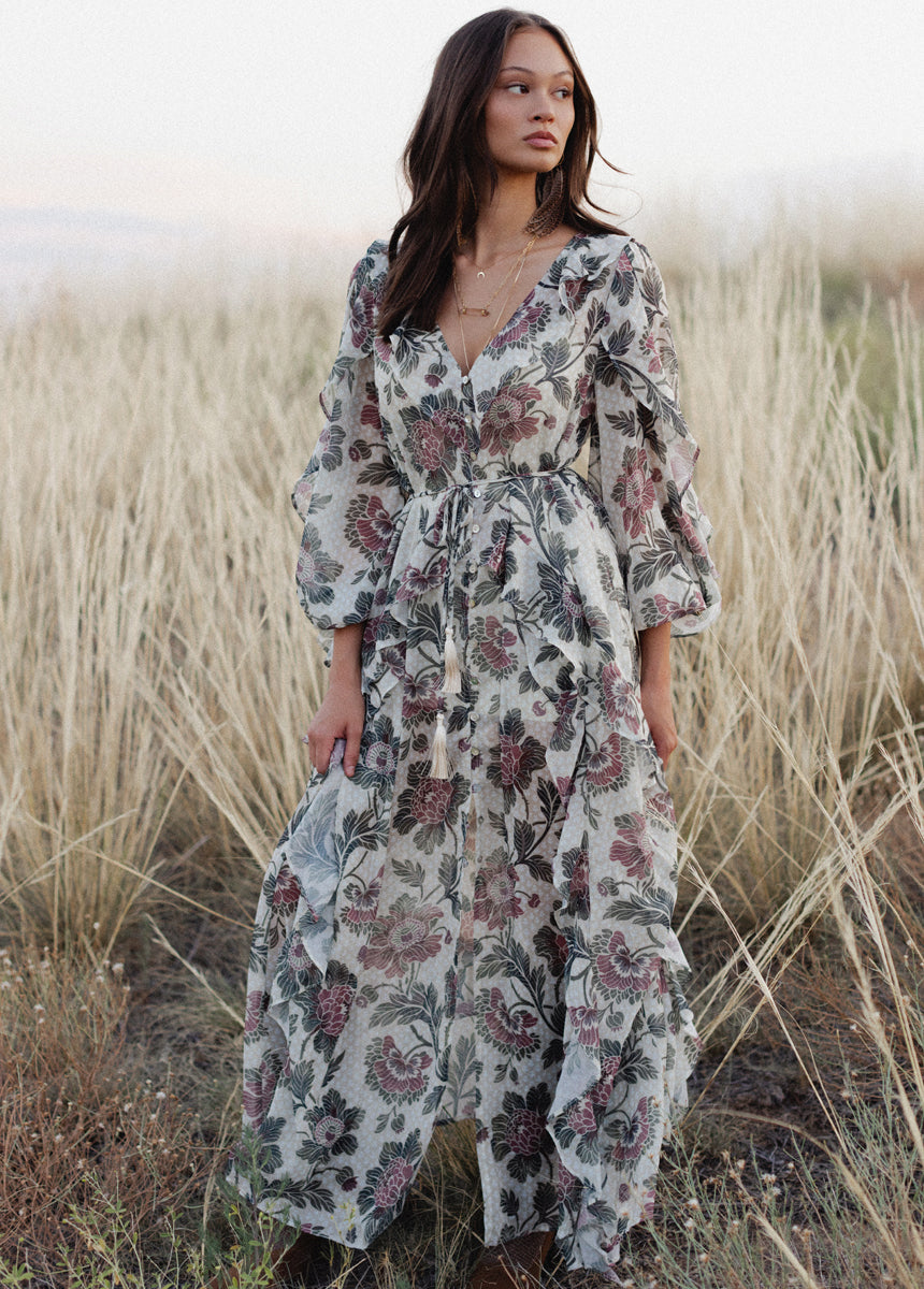 Twyla Dress in Cream Floral