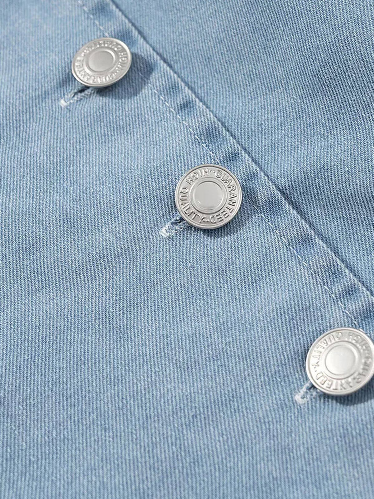 2026 SS Western Romance — Light Wash Heavy Denim Lapel-Neck Halter Button-Front Maxi Dress
