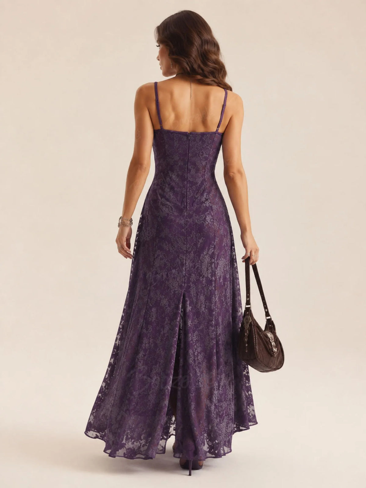 Perfect for a Western Ranch Gala — Deep Purple Lace 2026 Spring/Autumn Women’s Corset Maxi Dress