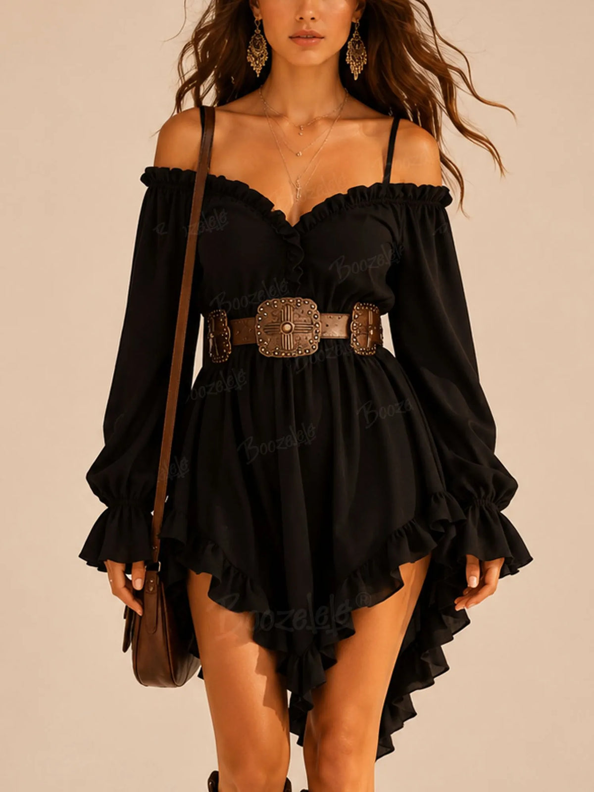 Modern Cowgirl Series — 2026 S/S Women’s Elegant Off-Shoulder Flared Mini Dress